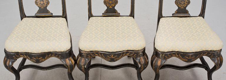 STOLAR, 3 st, senbarockstil, 1800-talets första hälft.