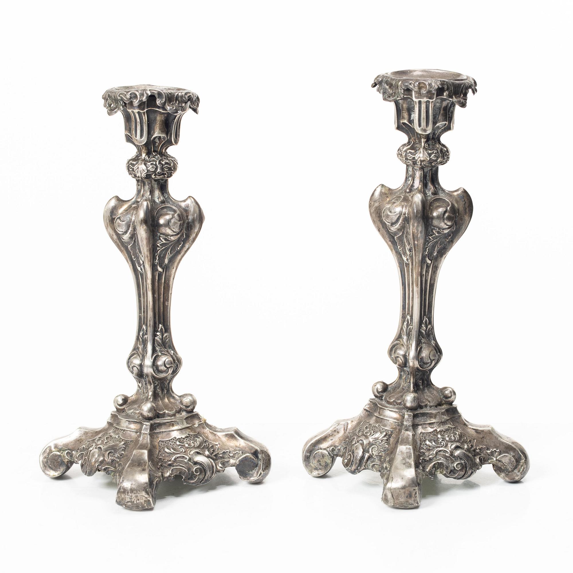 Jacob Engelbert Sundberg, ljusstakar, ett par, silver, Sundsvall 1852.