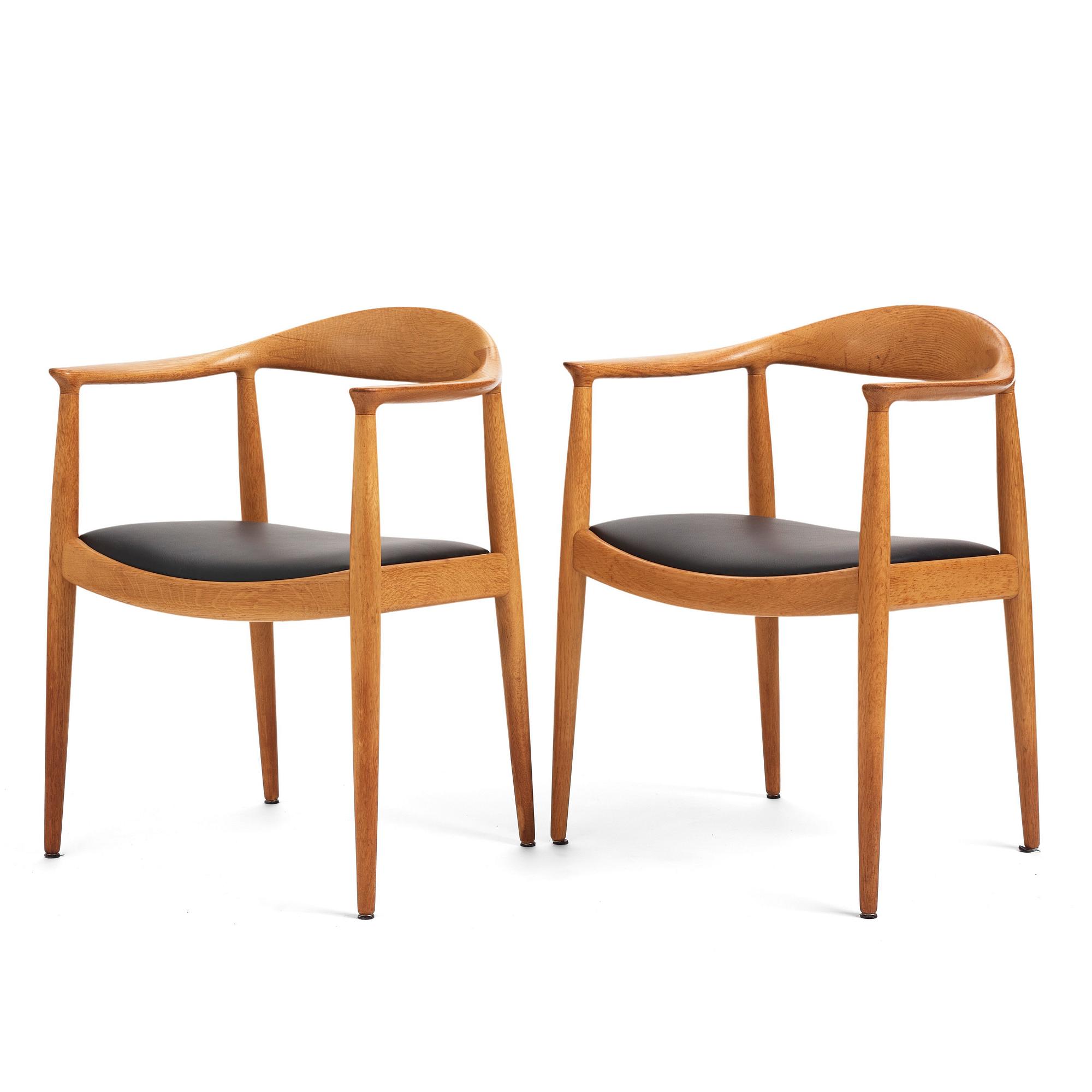 Hans J. Wegner, stolar, "The Chair" ett par, JH-503, Johannes Hansen, Danmark 1950-60-tal.