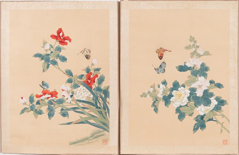 Two Chinese watercolour and pen-and-ink paintings, unidentified artist, early 20th century.