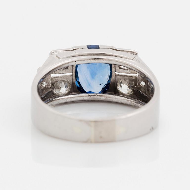 An 18K white gold ring set with a faceted sapphire weight ca 2.00 cts.