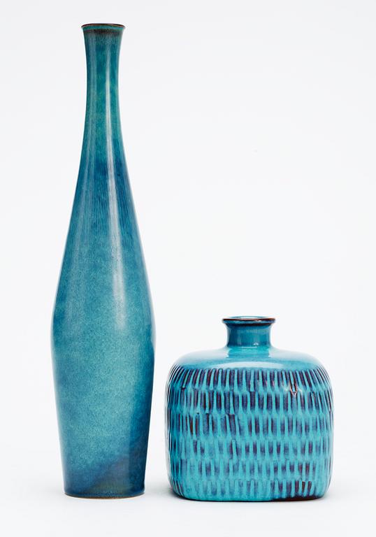 Two Stig Lindberg stoneware vases, Gustavsberg studio 1960-1968.