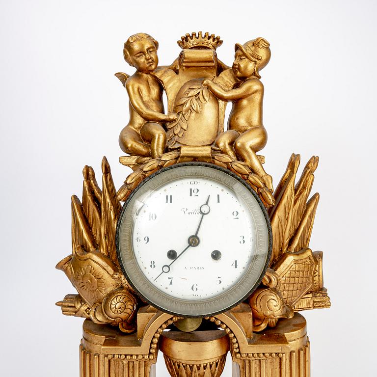 An Empire gilded table clock marked Vaillant Paris.