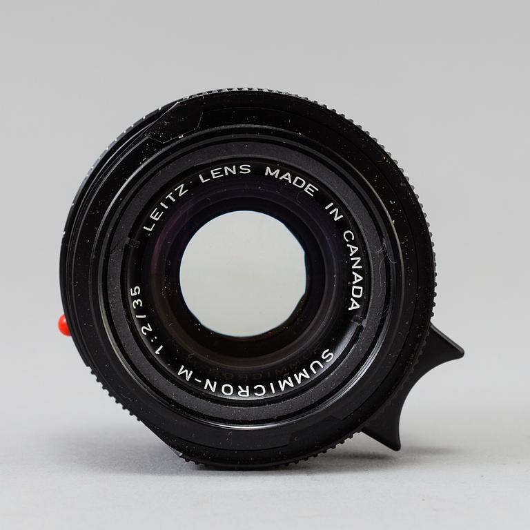 A black Leica Summicron-M 1:2/35 Lens, Leitz Canada. 1979-1996.