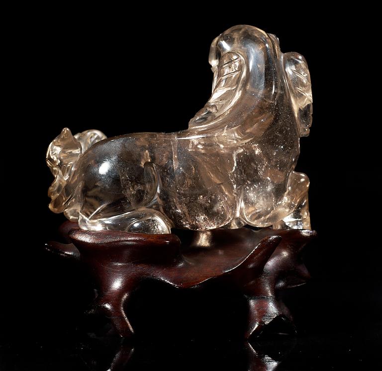 A rock chrystal figure of Aries, China early 20th Century.