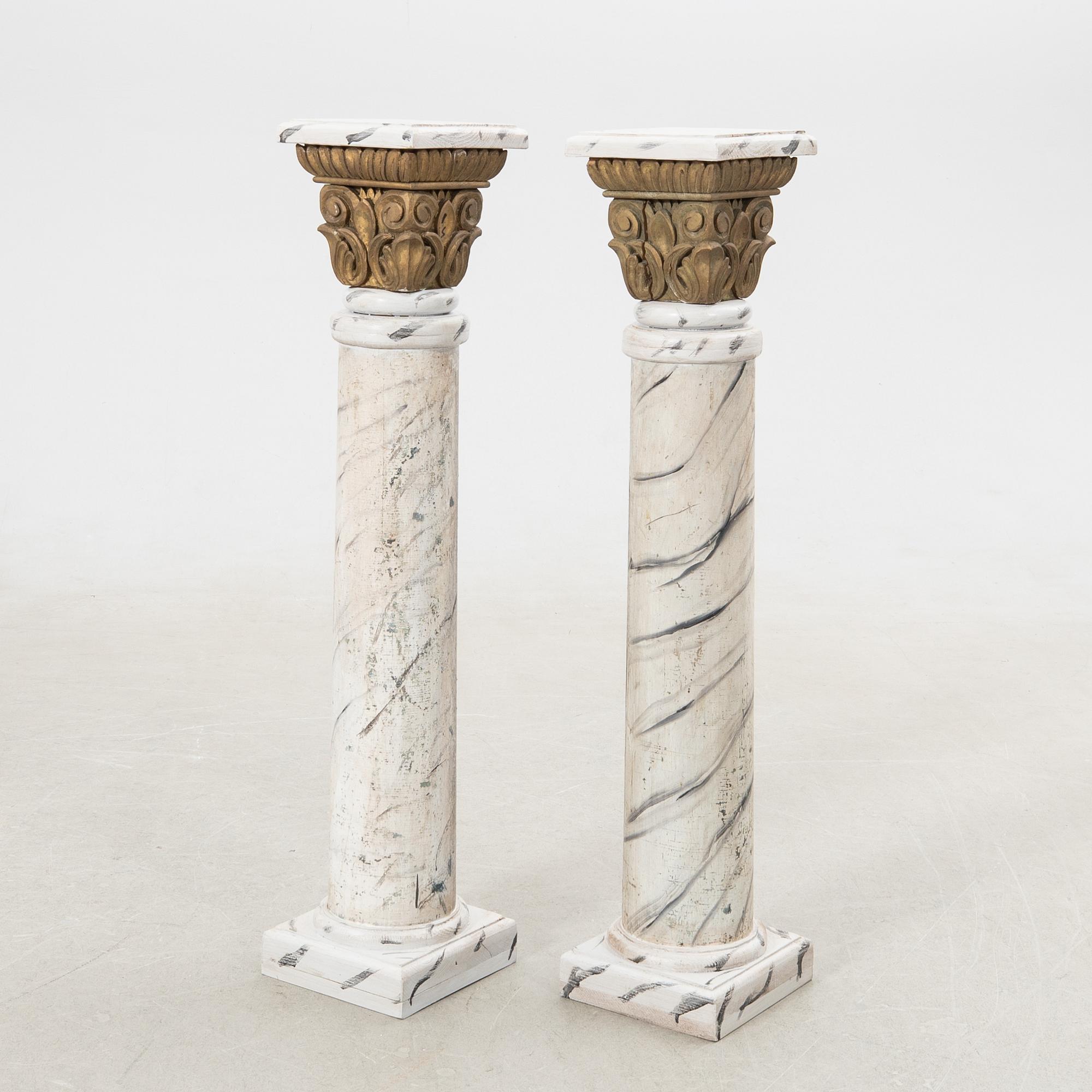 Pedestals, a pair, first half/mid 20th century.