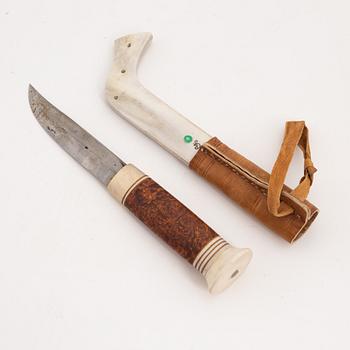 A reindeer horn knife by Andreas Poggats, before 1963, signed.