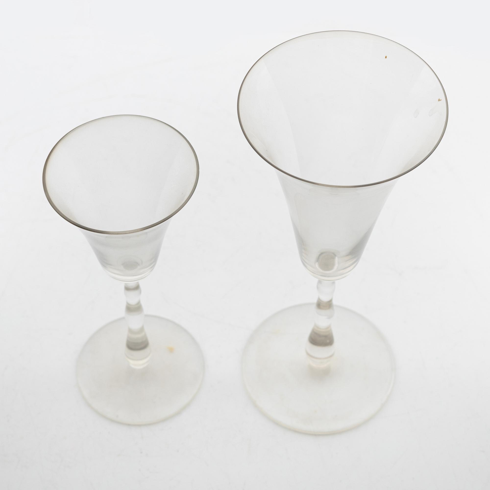 Simon Gate, a set of 36 'Stork' glasses, Orreford Sandvik, Sweden, first half of the 20th century.