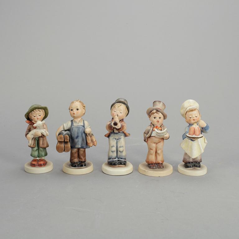 FIGURINER, 5 st, porslin, MJ Hummel, Goebel, 1900-tal.