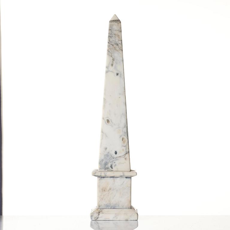 A Italian white marble obelisk, 20th century.