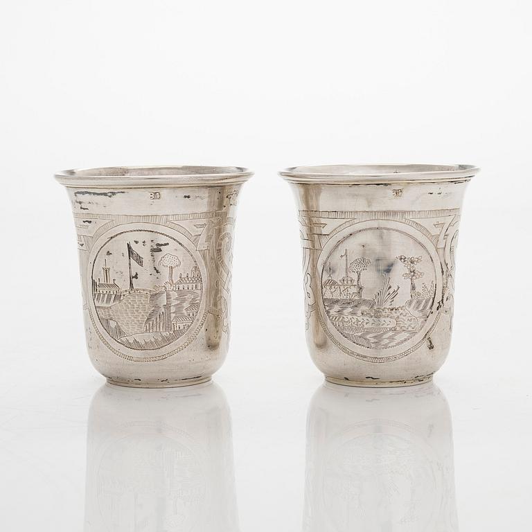 A pair silver cups, Moscow 1862.