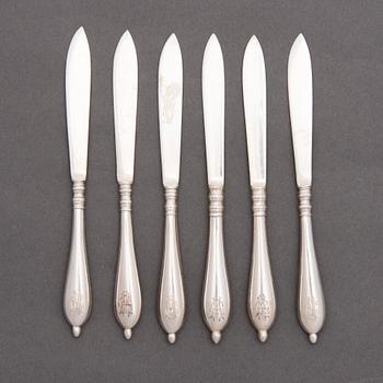 A SET FRUIT KNIVES, 6 st, silver. Hjalmar Edvard Fagerroos and Karl Alfred Lind, Helsinki Finland 1902-1910.