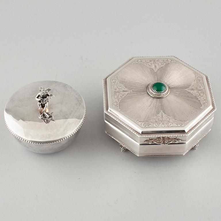 BOXES, 1+1, silver, totally approx 640 gram.