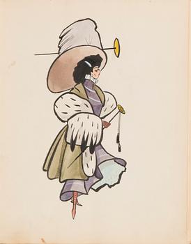 CARL JENSEN-CARLÉN, a scetch book with drawings, mixed media, 27 pages, partially signed C.C.