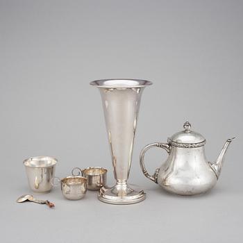 PARTI SILVER, 6 delar, bl a W A Bolin, 1900-tal.