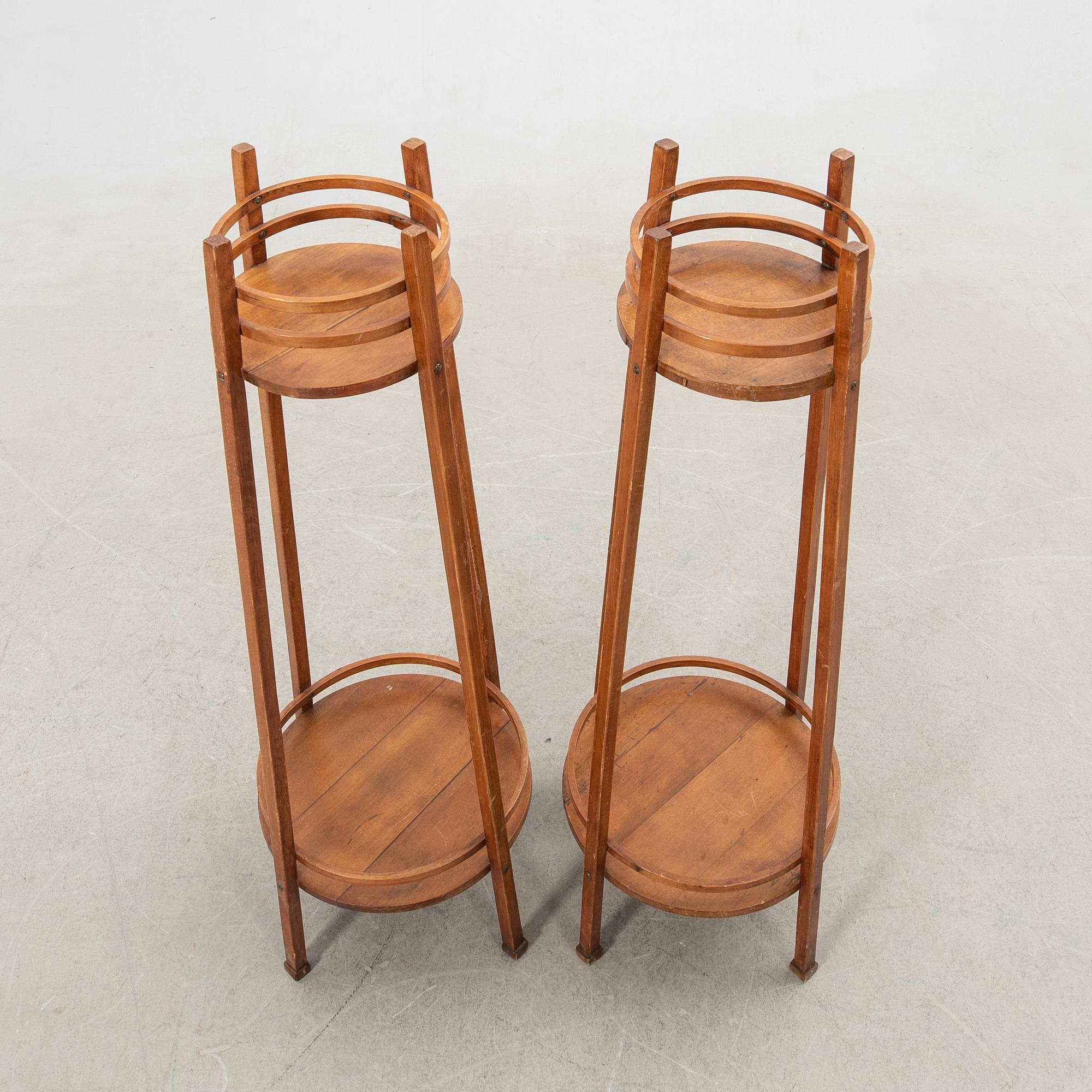 Flower tables/pedestals, a pair, Thonet, Vienna, first half of the 20th century.