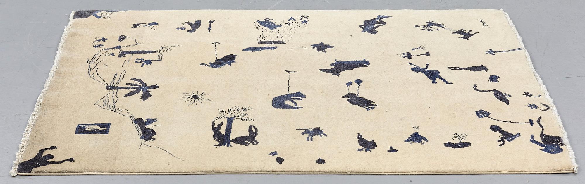 Suzanne Nessim, Matto, tufted, ca 143 x 105-106,5 cm, signed Nessim, made in India/Pakistan.