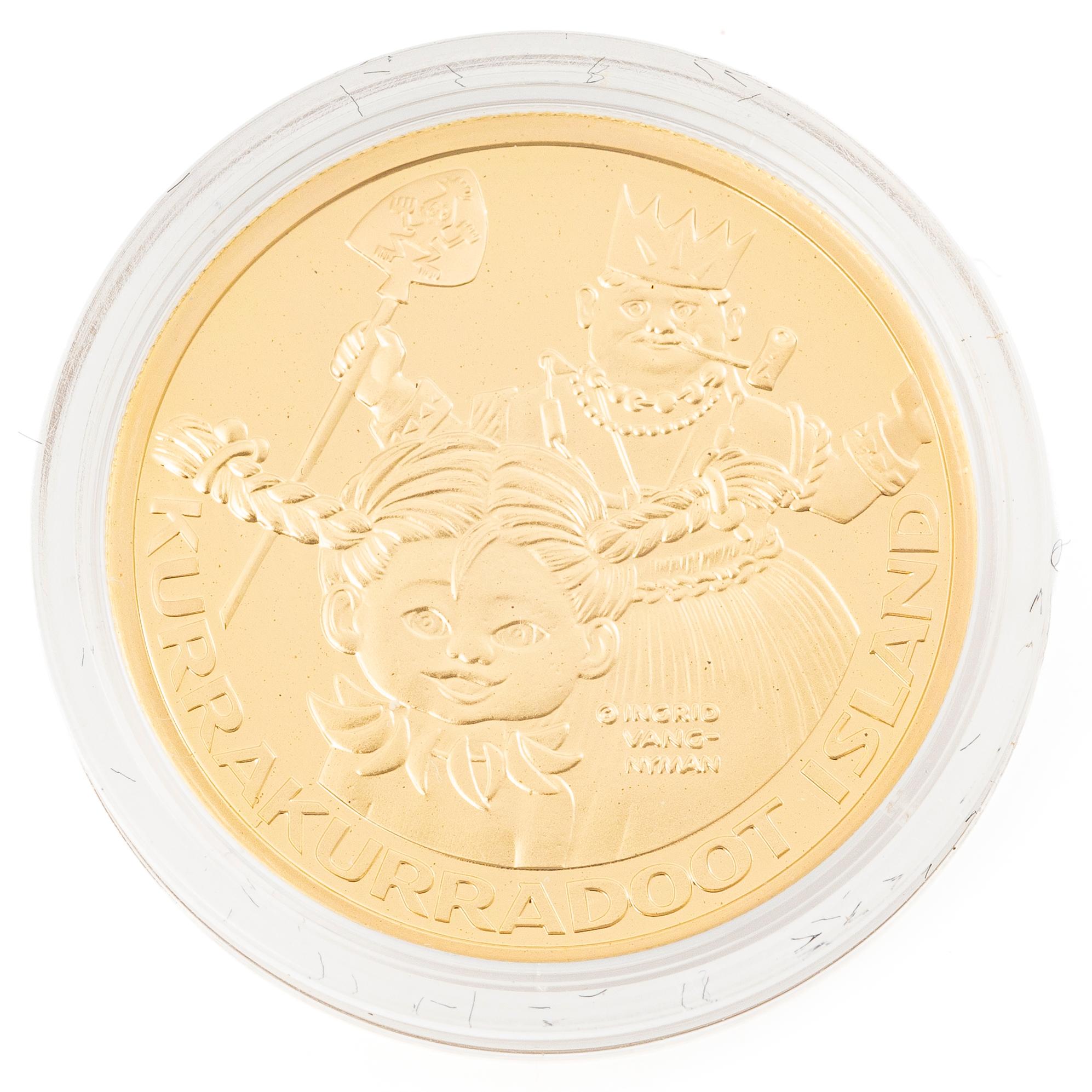 Gold coin, 21,6 karat, Pippi in the South Seas, 5 Niue dollars, Mynthuset.