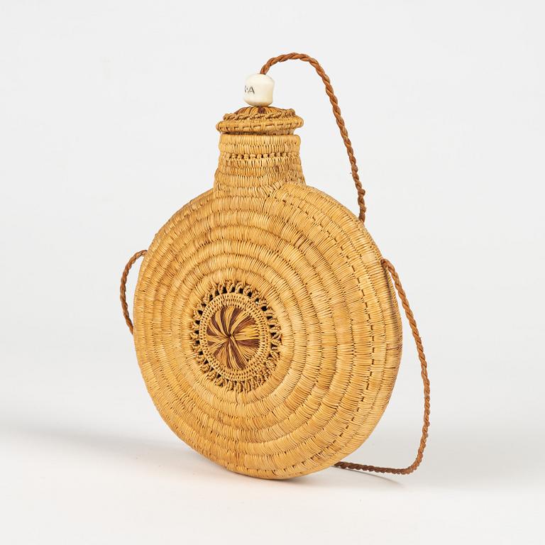 A birch root flask by Ellen Kitok-Andersson, signed.