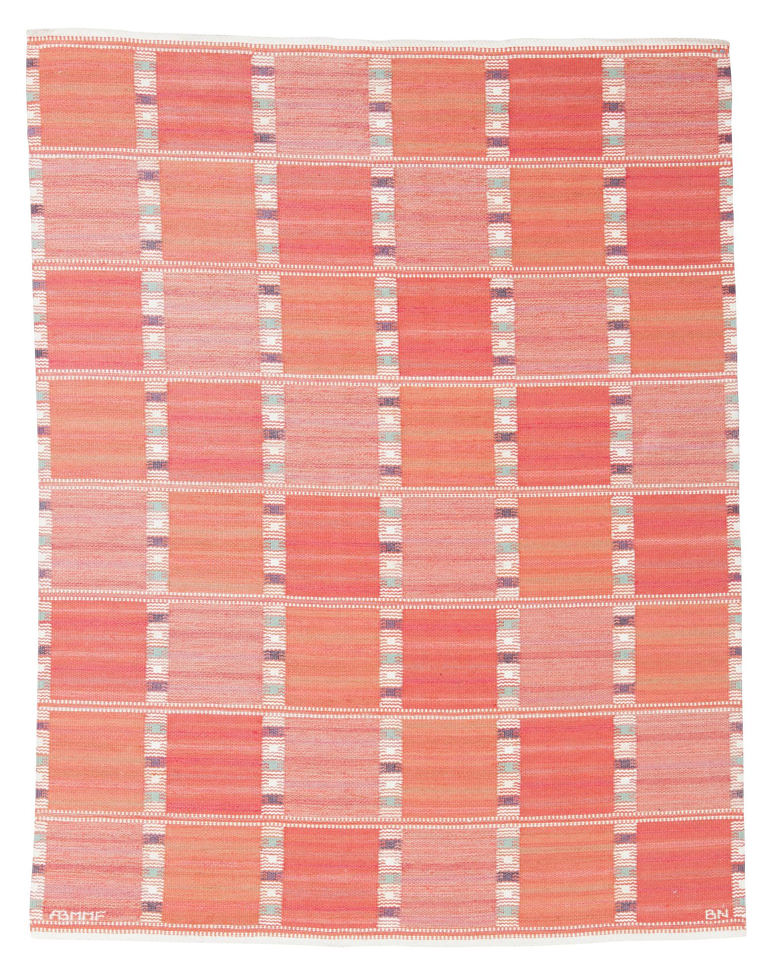 RUG. "Falurutan, röd". Flat weave. 212,5 x 168 cm. Signed AB MMF BN.