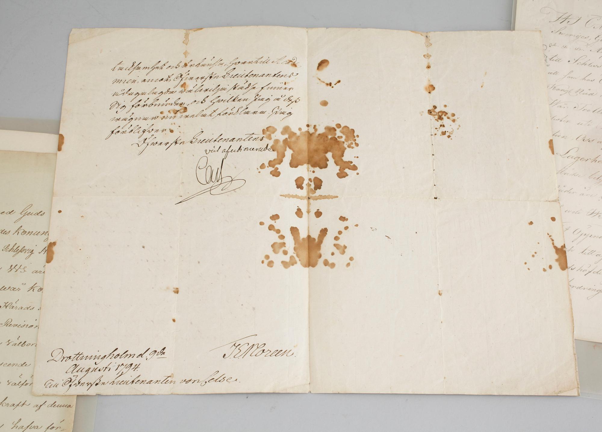 Four letters from Karl XIII, signed and dated 1794- 1810.