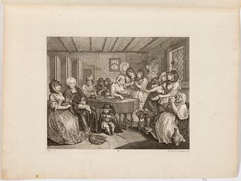 WILLIAM HOGARTH, six copper engravings "A Harlot's Progress", plate 1-6.
