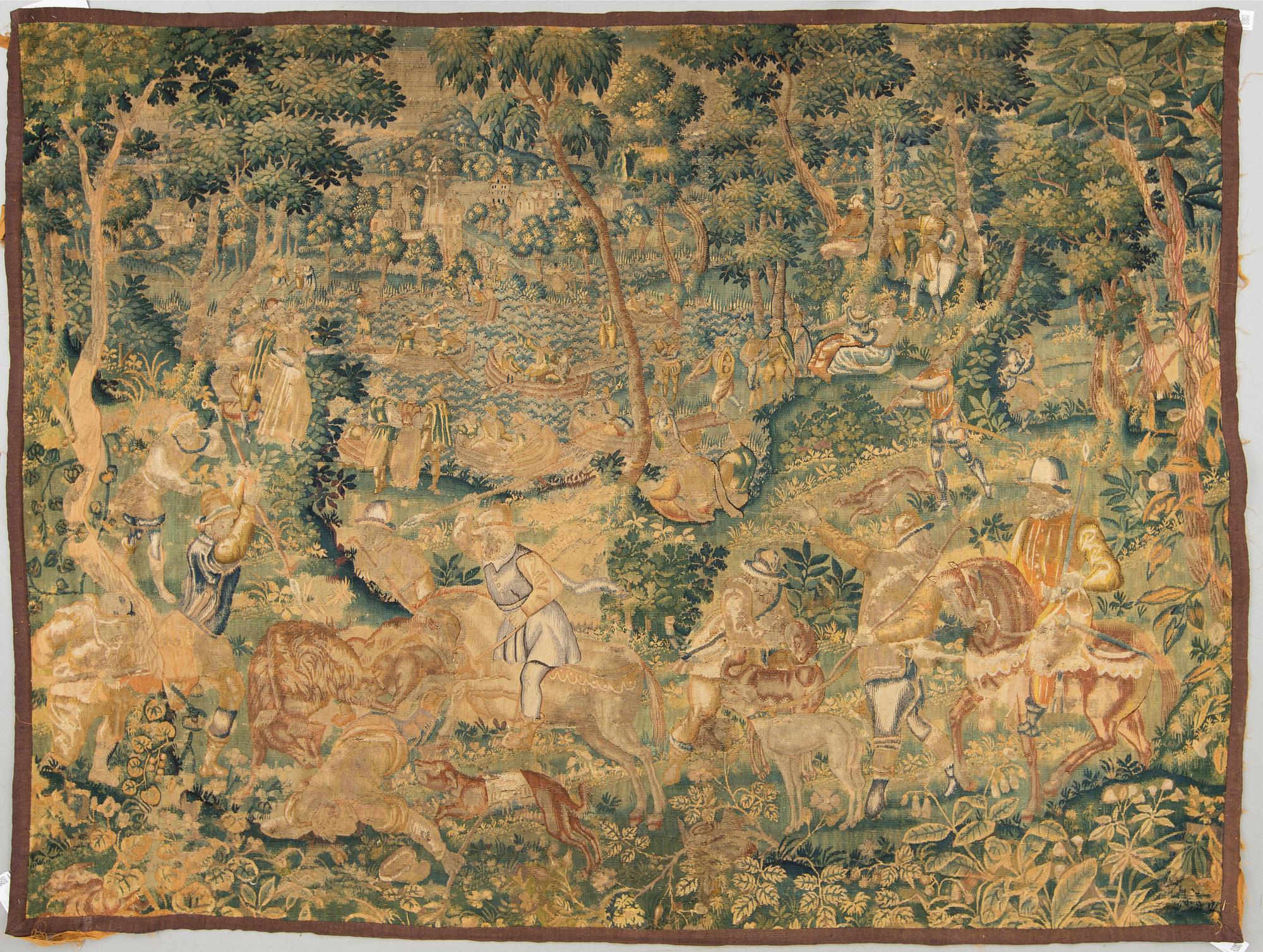 TAPESTRY, tapestry weave, probably Flanders, 17th century. Ca 217 x 271 cm.