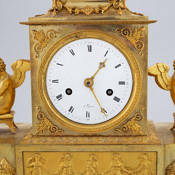 A French mantle clock, early 19th century.