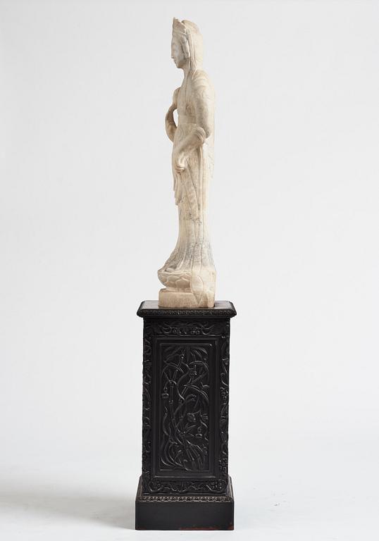 A white stone scultpure of Guanyin, China, presumably early 20th Century.