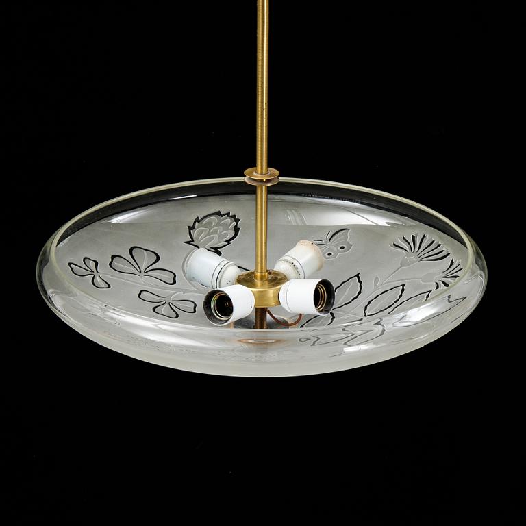 Birger Ekman, taklampa, Swedish Modern, Glössner, 1940-tal.