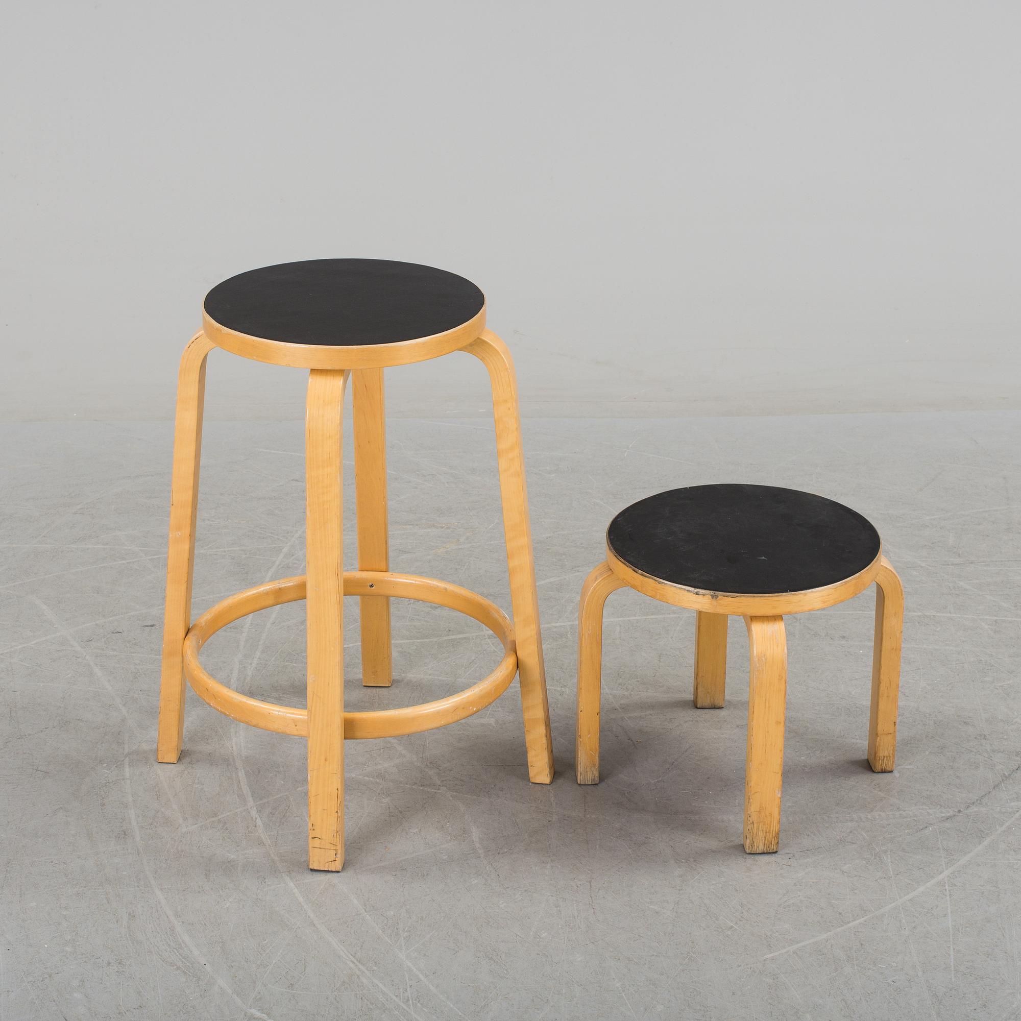 ALVAR AALTO, a pair of stools.
