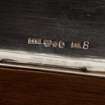 A Swedish silver beaker, an inkwell and a box, including Hugo Grun & Co, Stockholm 1948.