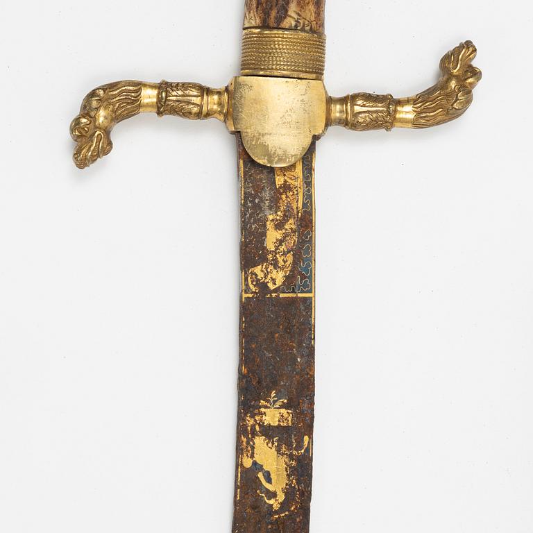 A shortened Hussar officer's sabre with scabbard, early 19th Century.
