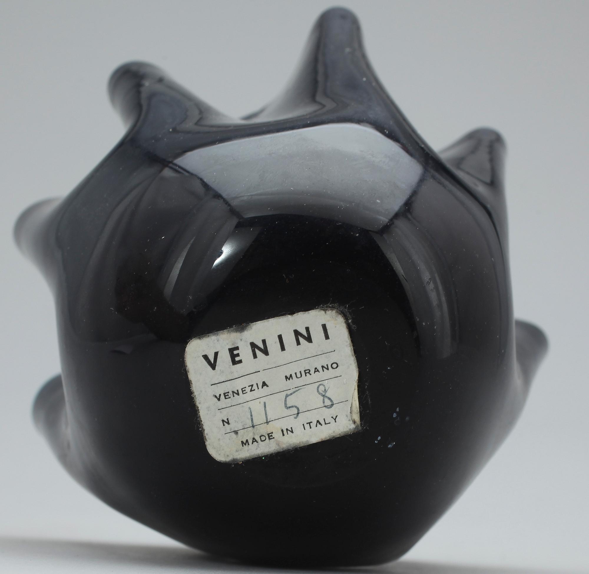 NÄSDUKSSKÅL, glas, Venini, etikettmärkt, 1900-talets mitt.