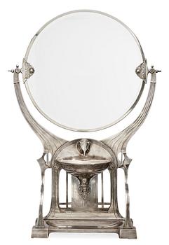 A WMF Art Nouveau silver plated pewter mirror, Germany.
