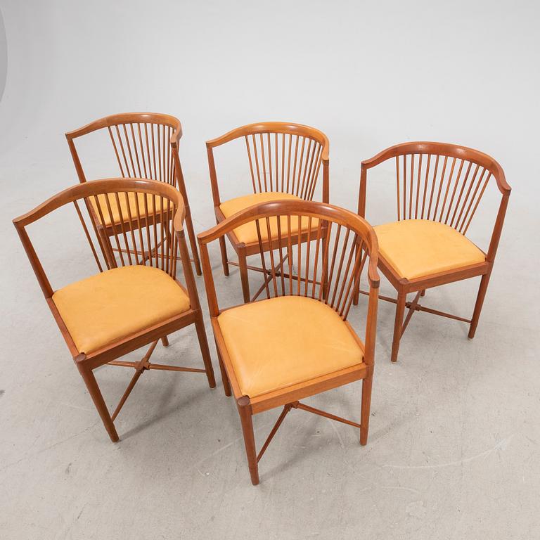 Børge Mogensen, a set of five Ruder Konge mahogany chairs from Sørgeborg Møbelfabrik, Denmark.