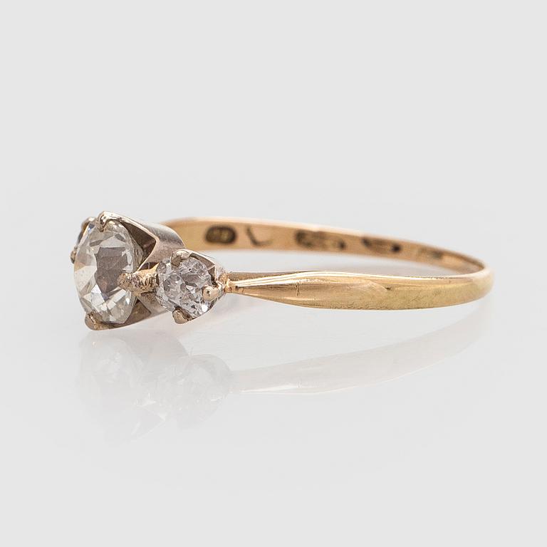 Ring, old cut diamonds, 18K gold and white gold, Oskar Lindroos, Helsinki.