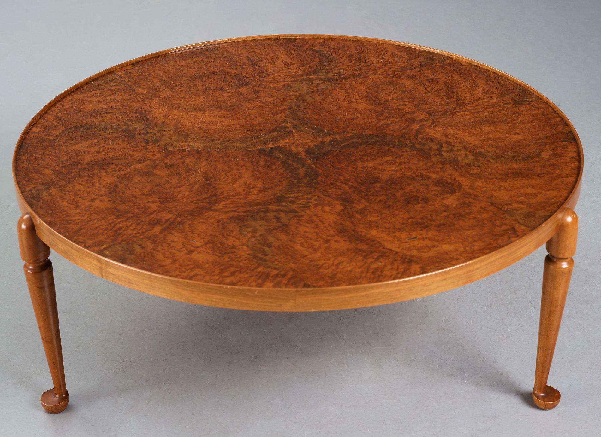 Josef Frank, a model 2139 burled root top coffee table, Svenskt Tenn, Sweden.