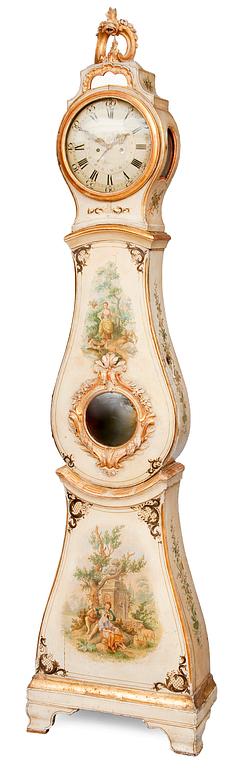 A GRANDFATHER CLOCK.