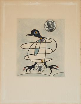 Max Ernst, färgetsning med akvatint och kollage, 1975, signerad 55/100.