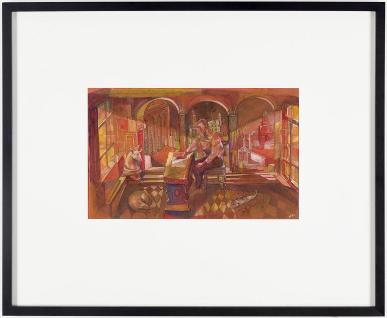 PETER WEISS, mixed media on paper, signed and dated 46.