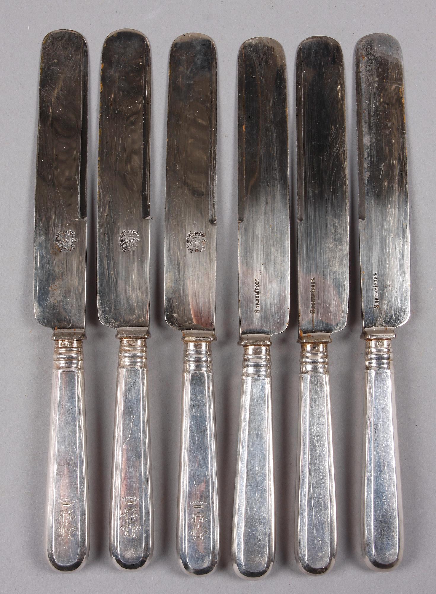 MATBESTICK, 12 st, silver, Ryssland sent 1800-tal.