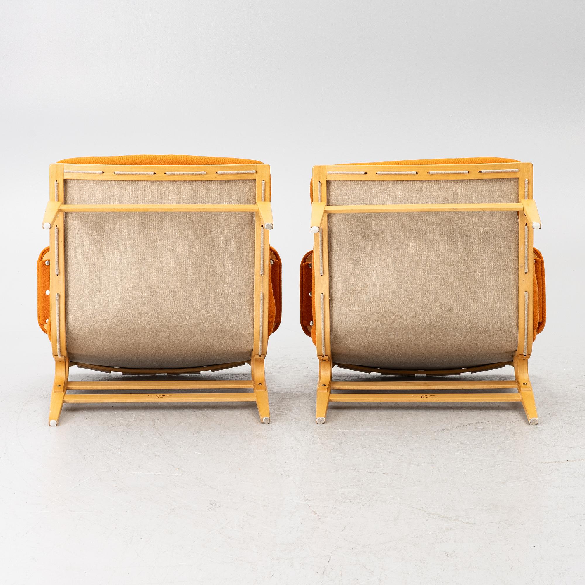 Bruno Mathsson, a pair of 'Ingrid' armchairs, Dux.
