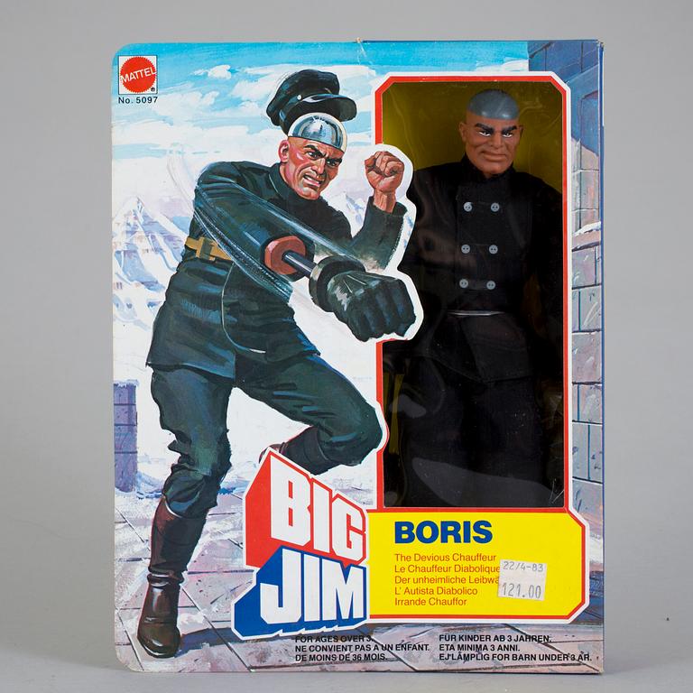 BIG JIM, Boris, Commando Jeff samt Space Leader i förpackningar, Mattel, 1981.