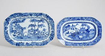 STEKFAT, 2 st, porslin, Kina, 1700-/1800-tal.