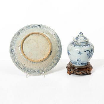 A group of blue and white porcelain, Ming dynasty (1368-1644).