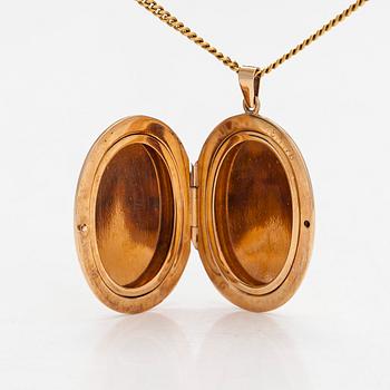 Hänge, medaljong, 14K guld, Westerback Helsingfors 1974, med kedja.