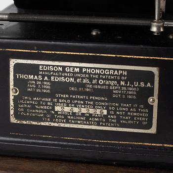 A 'GEM' phonograph, Thomas A. Edison, around 1900.