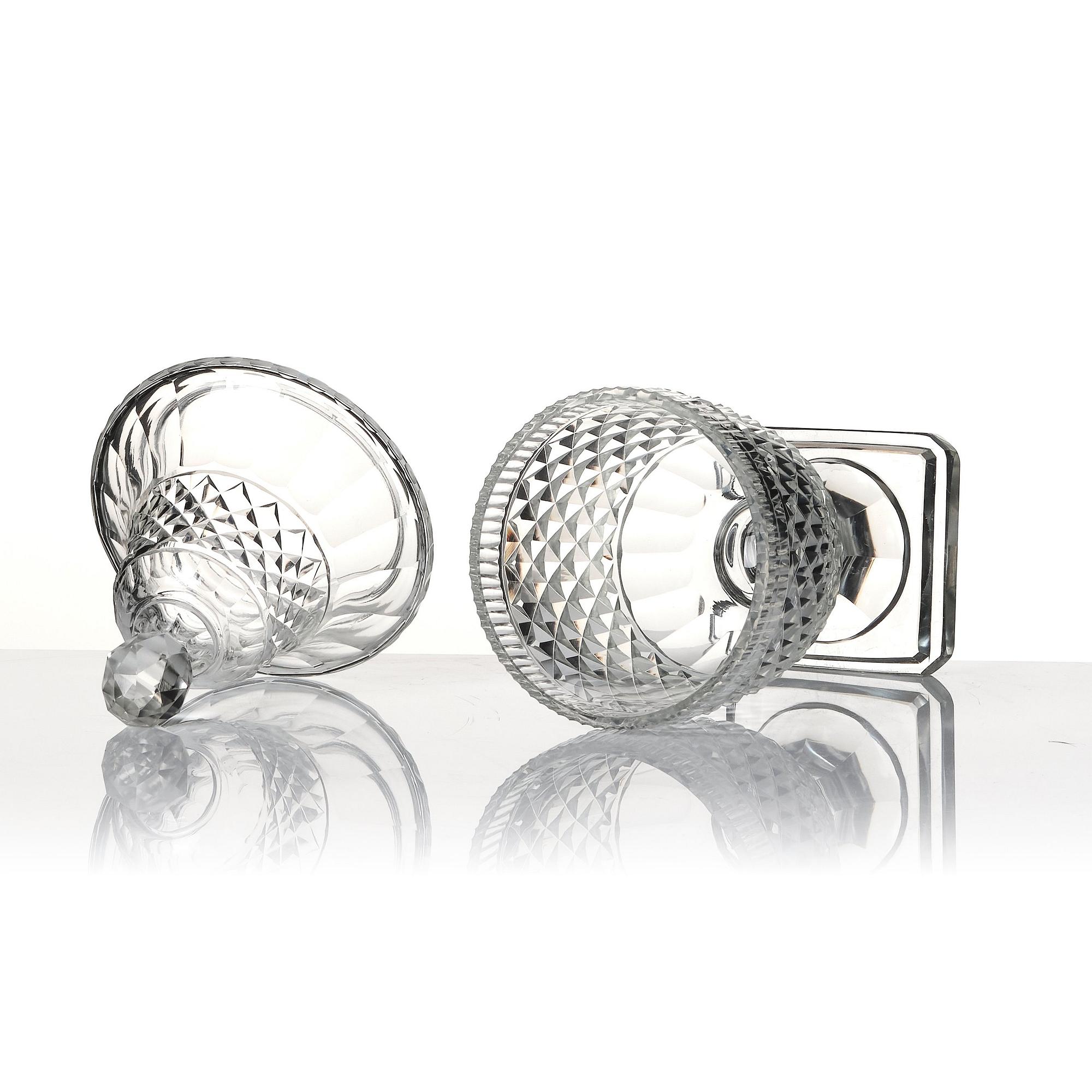 A set of two cut glass jars with covers, Anglo/Irish, 19th Century.