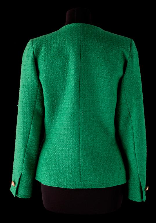 A1980s green jacket by Yves Saint Laurent.